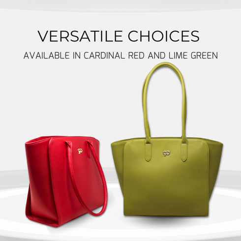 Naina 90 Feet Genuine Leather Lime Green Tote Bag